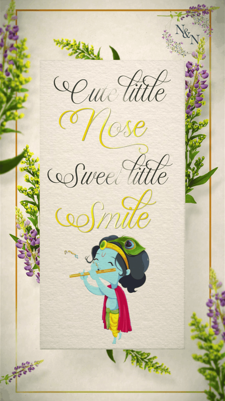 Little Krishna Baby Shower Invitation with cradle