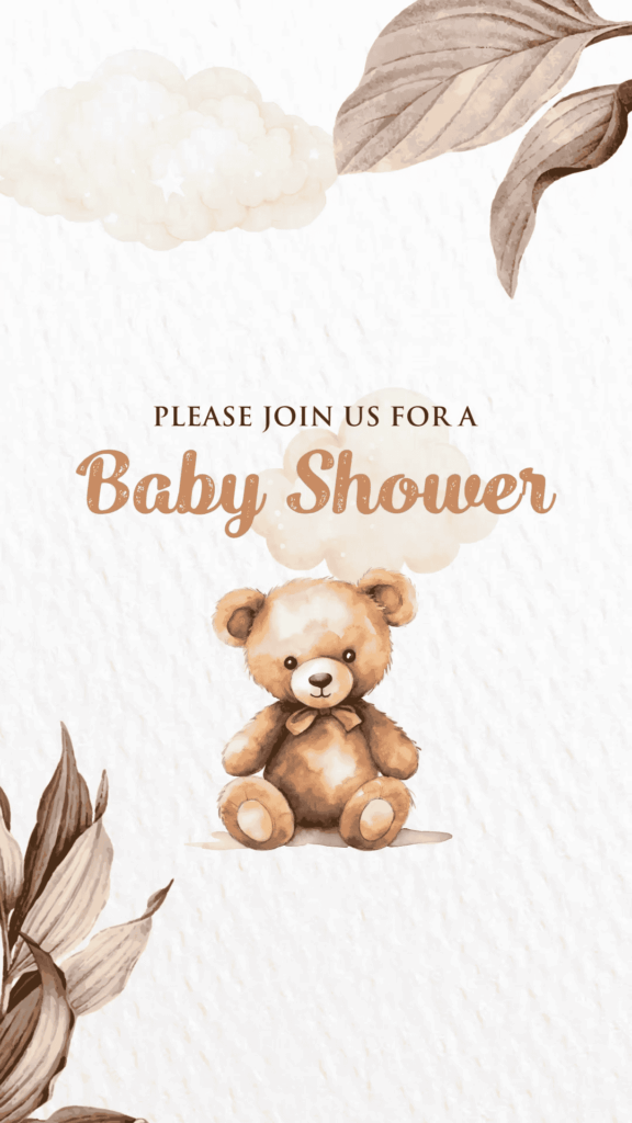 Rustic Bear theme Baby Shower Invitation in western style