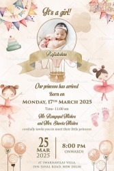 Cute Princess Theme Baby Announcement Card
