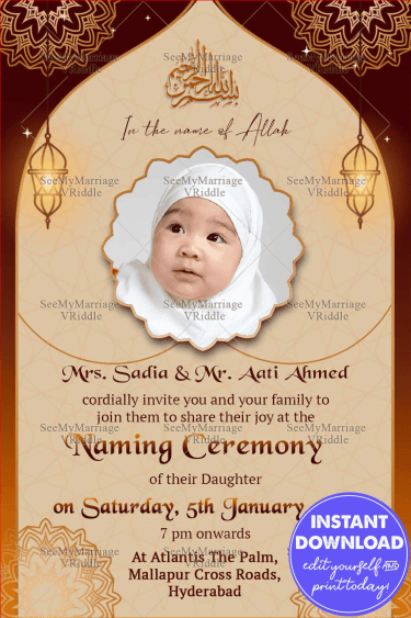 Brown-Sandal-Muslim-Naming-Ceremony-Invitation-Card