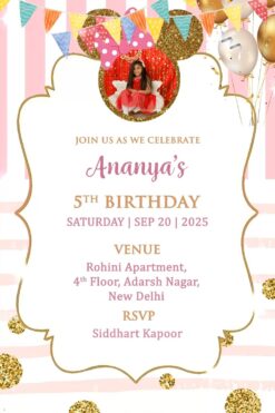 Cute Minnie Mouse theme Birthday Invitation Video with add photo