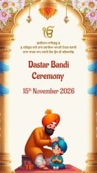 Dastar Bandi Ceremony Sikh Invitation
