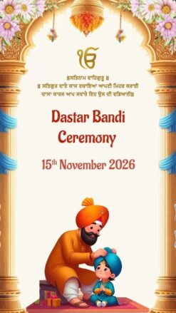 Floral Arch Theme Dastar Bandi Invitation Video