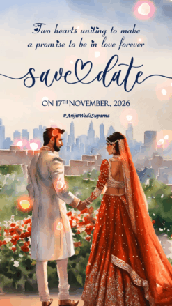 Exquisite North Indian Save the Date with Couple holding hands