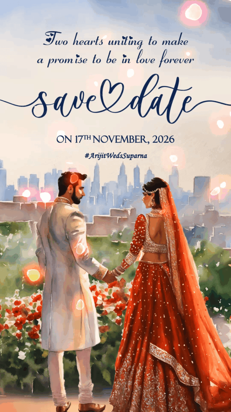 Exquisite North Indian Save the Date with Couple holding hands