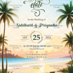 Sunset on Beach Theme Indian Save The Date Invitation