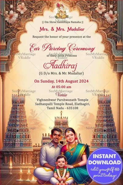 Ear Piercing Cereony Invitation Cards and Videos | Kadhani Vizha ...