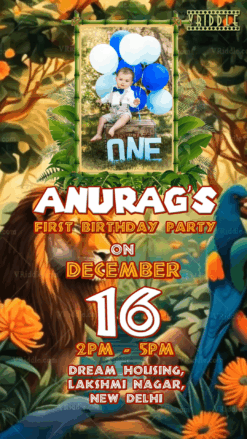 Jungle Theme Animated Motion Picture Birthday Invitation