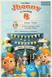 Celebrate Jhonny's 8th Birthday Invitation with a Blippi Bash Theme