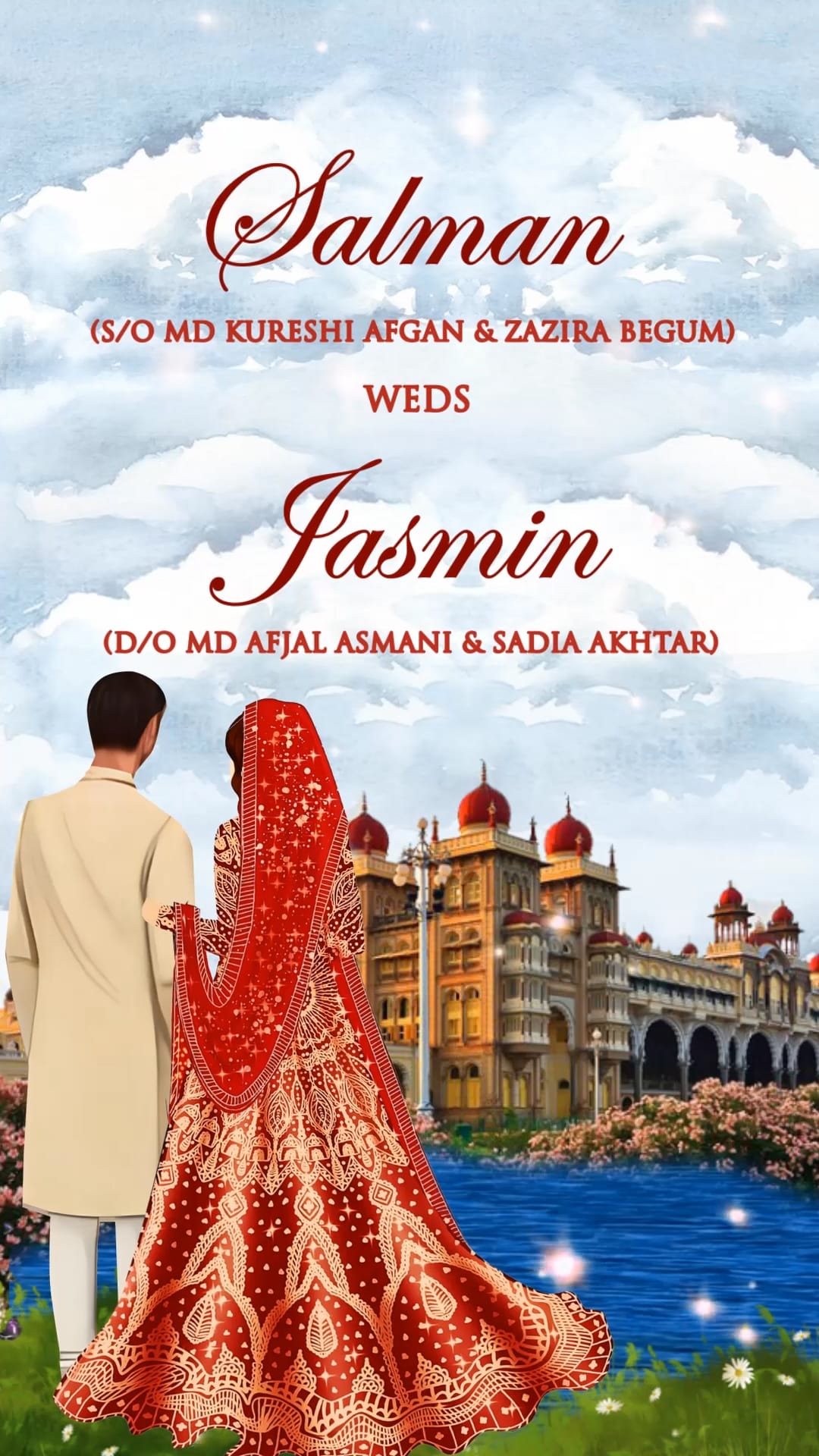 A Beautiful Islamic Wedding Save The Date Invitation Video with Tranquil Blue Lake Theme and Picturesque Background