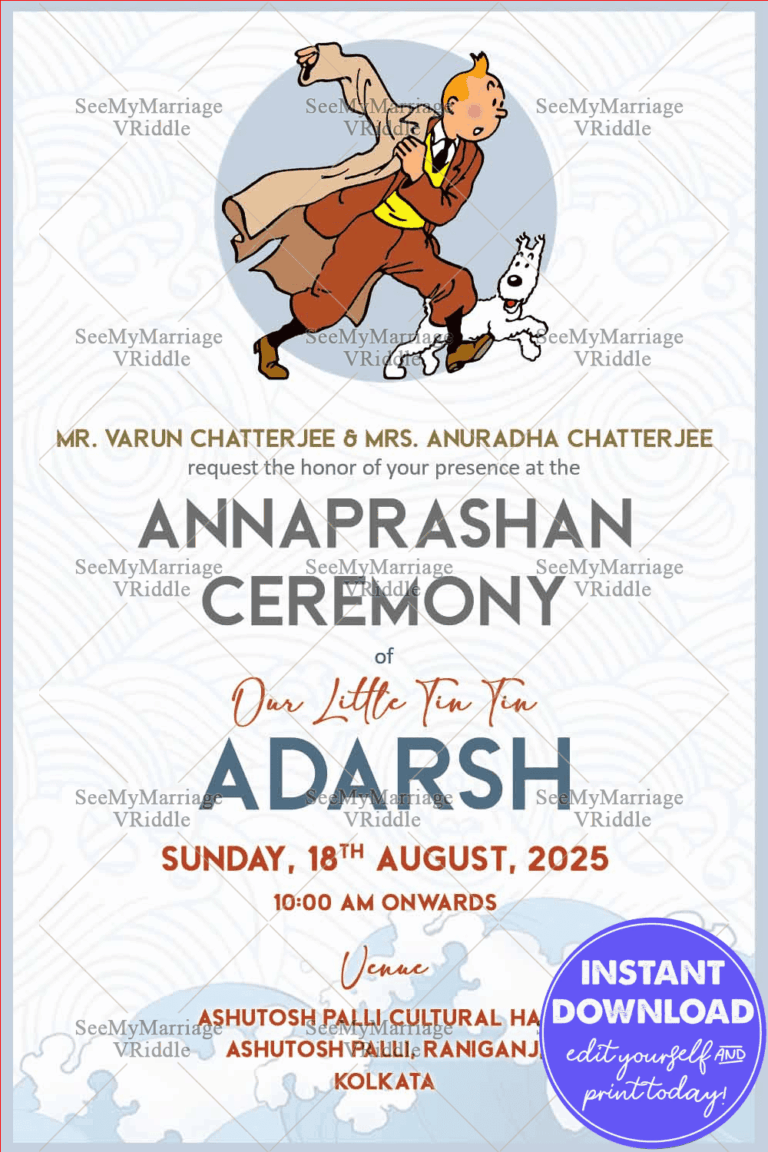 Annaprashan Celebration, A Joyful Family Gathering with Tintin and Snowy Theme Background