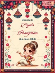 Elegance and Tradition, Arangetram Invitation with Cream Theme Background