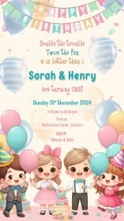 Cute Boy and Girl Twin Birthday Party Invitation