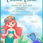 Dive Into Fun, A First Birthday Invitation with Mermaid Theme Background