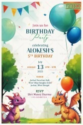 Join the Adventure, Dragon-Themed Fifth Birthday Party Invitation