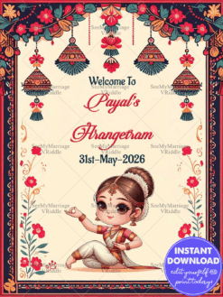 Elegance and Tradition, Arangetram Welcome Board design with Cream Theme Background