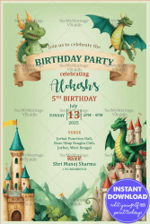 Enchanting Dragon Adventure Birthday Bash Invitation