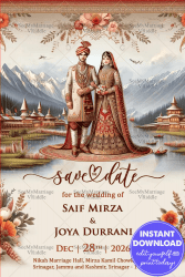Enchanting Kashmiri Wedding Invitation, A Fusion of Tradition and Splendor