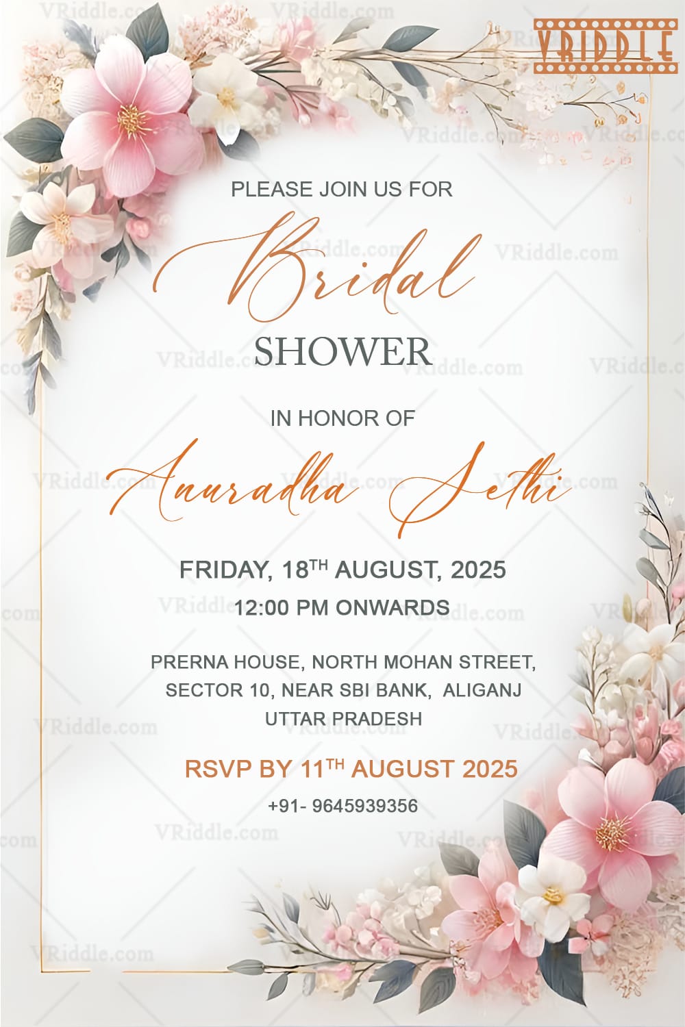 Floral Theme Bridal Shower Invtation Card 2 (1)