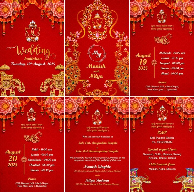 Royal Red Indian Wedding Invitation Suite with Jewels