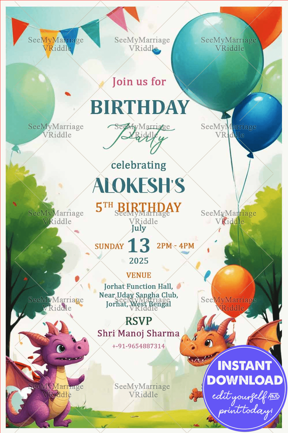 Join the Adventure, Dragon-Themed Birthday Party Invitation