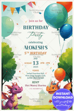 Join the Adventure, Dragon-Themed Birthday Party Invitation