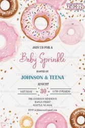 Playful Donut-Themed Baby Sprinkle Invitation with Pink Color Background