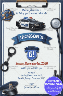 Police-Themed Birthday Invitation for Jackson's 6th Celebration