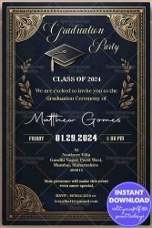 Sophisticated Graduation Celebration Invitation with Navy Blue Theme Background