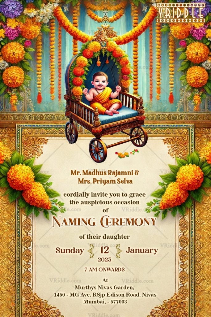 Make Naming Ceremony, Namakaran Samskar, Cradle Ceremony Invitations 