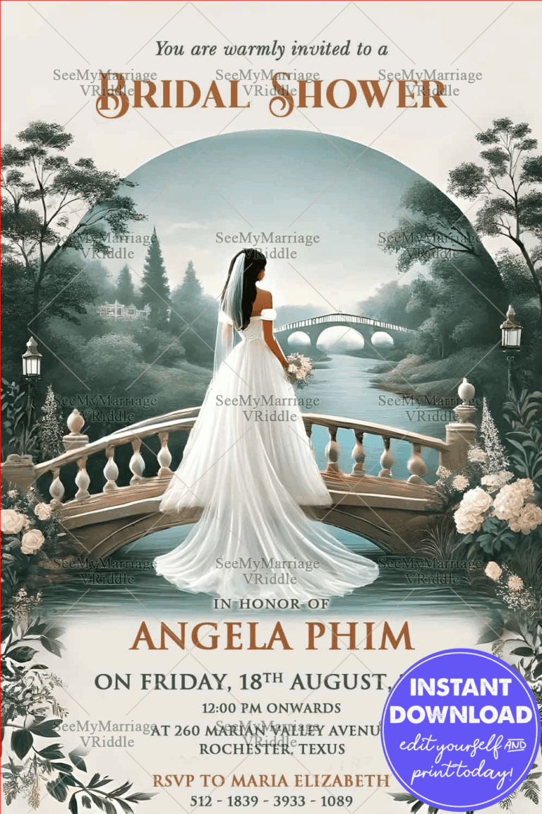 Tranquil Bridal Shower Invitation with Floral Motifs Theme Background