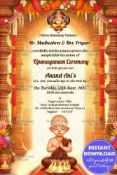 Upanayanam Ceremony, Traditional Invitation with Rich Cultural Elegance