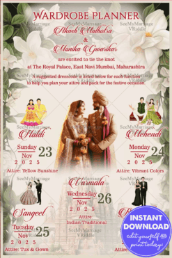 Wardrobe Planner for Wedding Celebrations with Floral Elegance Theme