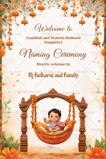 Welcome to the Joyous Naming Ceremony Banner with Marigold Decor Theme ...