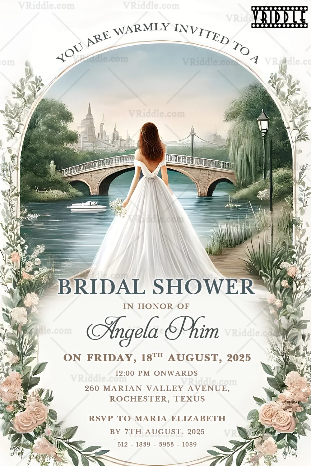Western Theme White Bridal Shower Invitation Card 1