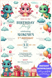 Whimsical Dragon-Themed Birthday Bash Invitation