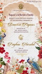 Vibrant Floral Themed Hindu Wedding Invitation suite with Haldi Kootna, Haldi, Satyanarayan Katha, Jhritdhari Matkor, Mehendi, Sangeet/Cocktail and Wedding included