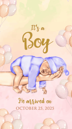 Balloon and Plane watercolor Baby Announcement Video