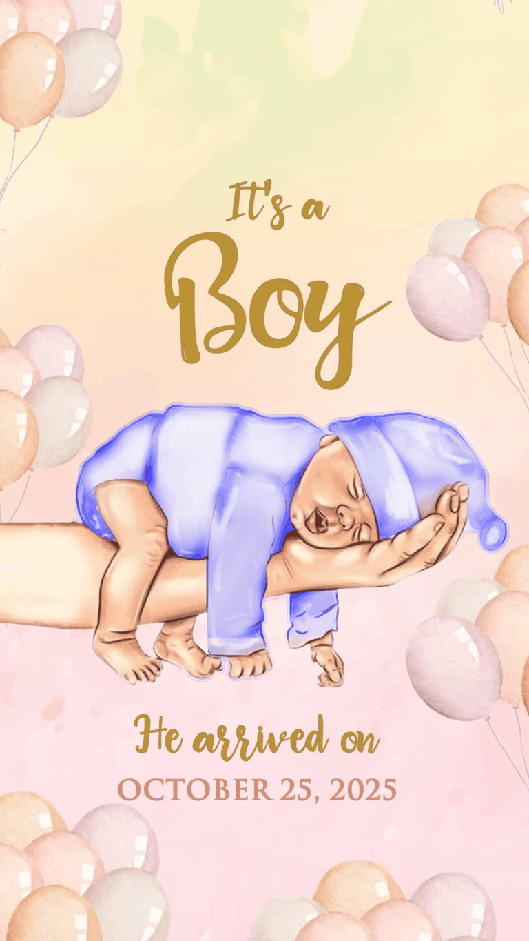 Balloon and Plane watercolor Baby Announcement Video