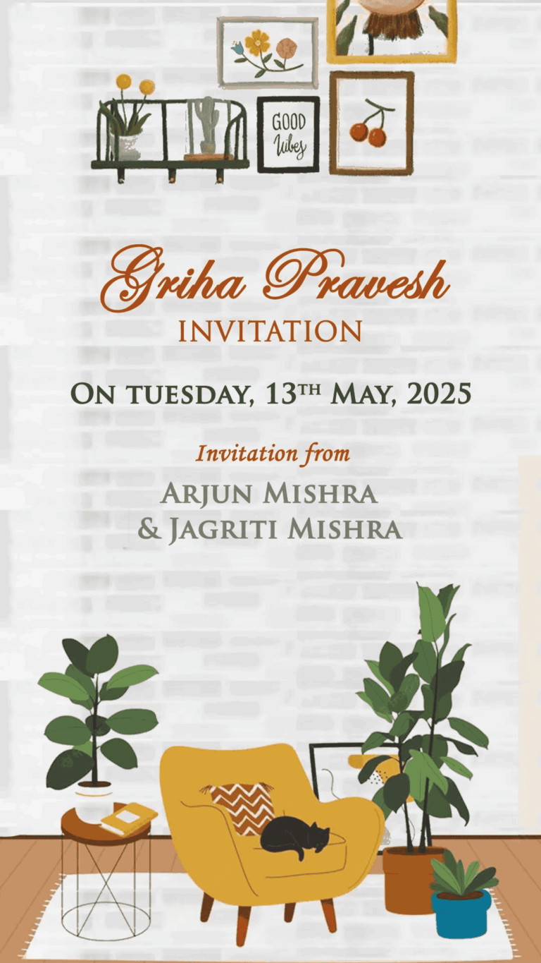 Cozy and Charming Griha Pravesh Housewarming Invitation