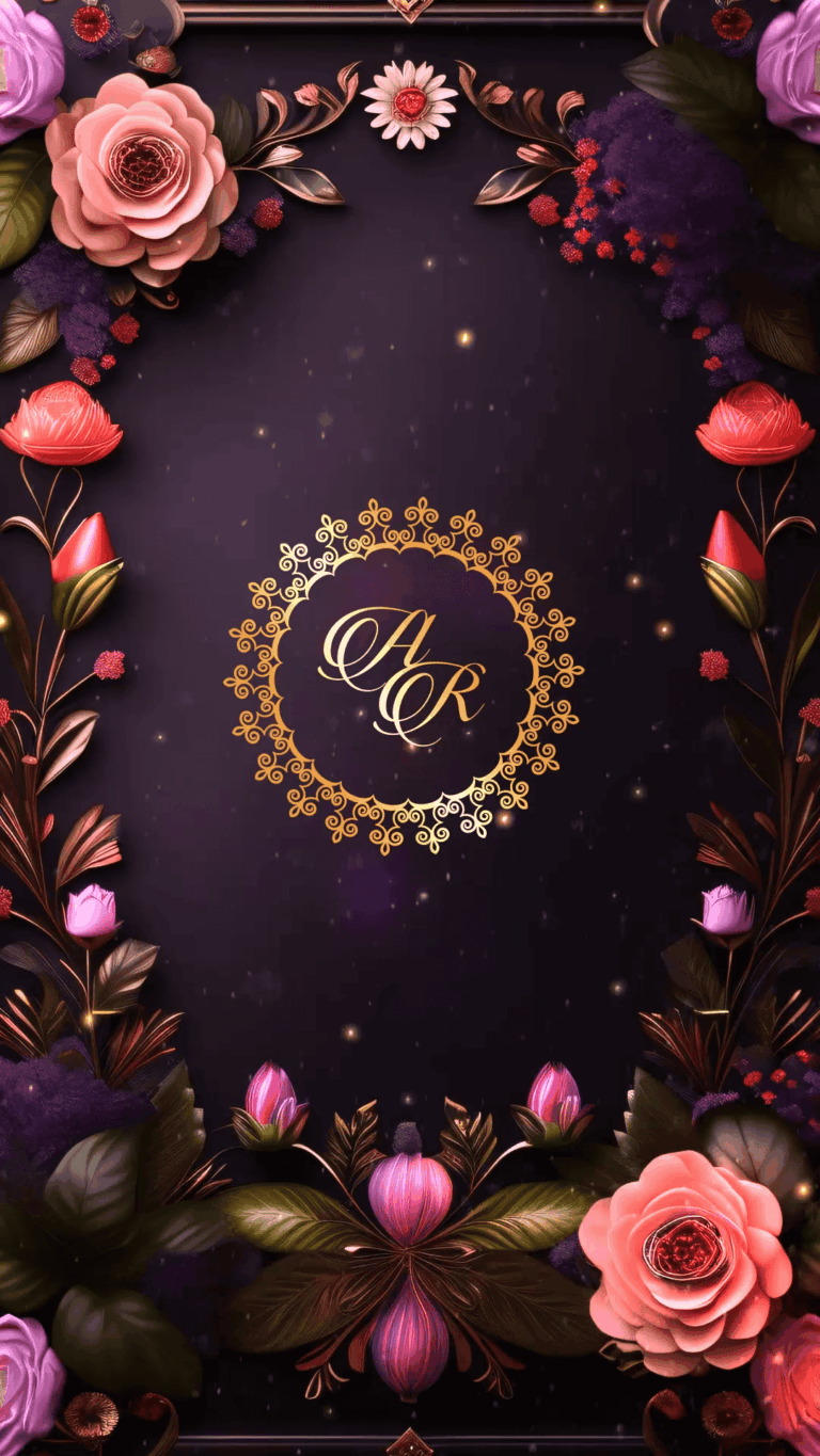 Luxurious Burgundy and Pink Floral Wedding Invitation with Wedding and Reception events only