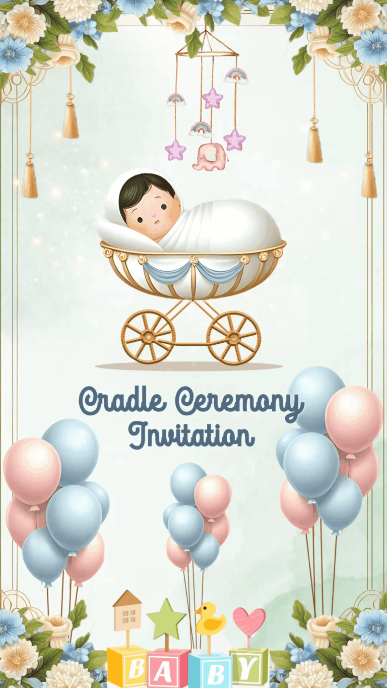 Adorable Baby Cradle Ceremony Invitation in Pastel theme