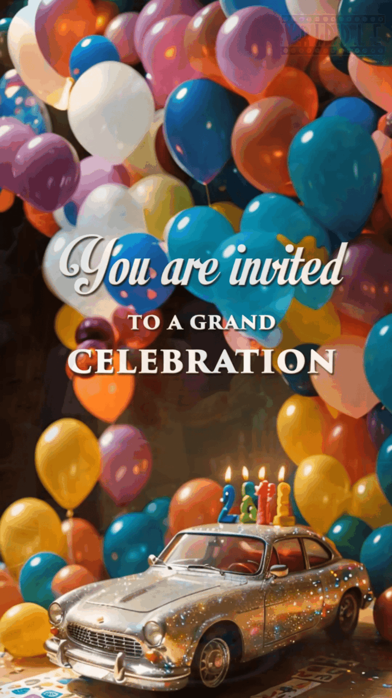Vintage Car-Themed Grand Celebration Birthday Invitation