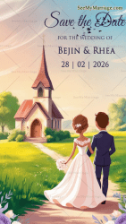 Romantic Christian Save The Date Wedding Invitation Video with Floral Theme Background
