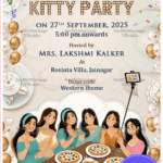 Chic and Fun Kitty Party Invitation with Selfie Theme and Pastel Color Background