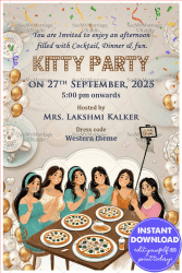 Chic and Fun Kitty Party Invitation with Selfie Theme and Pastel Color Background