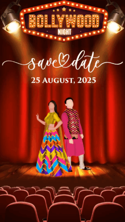 Cinematic Save the Date Wedding Invitation Video with Bollywood Theme and Add Photo Background