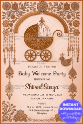 Graceful Baby Welcome Party Invitation with Cream Theme Background