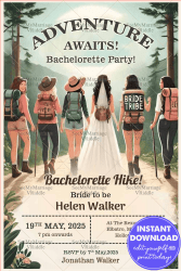 Nature Hike Bachelorette Party Invitation with Forest Theme Background