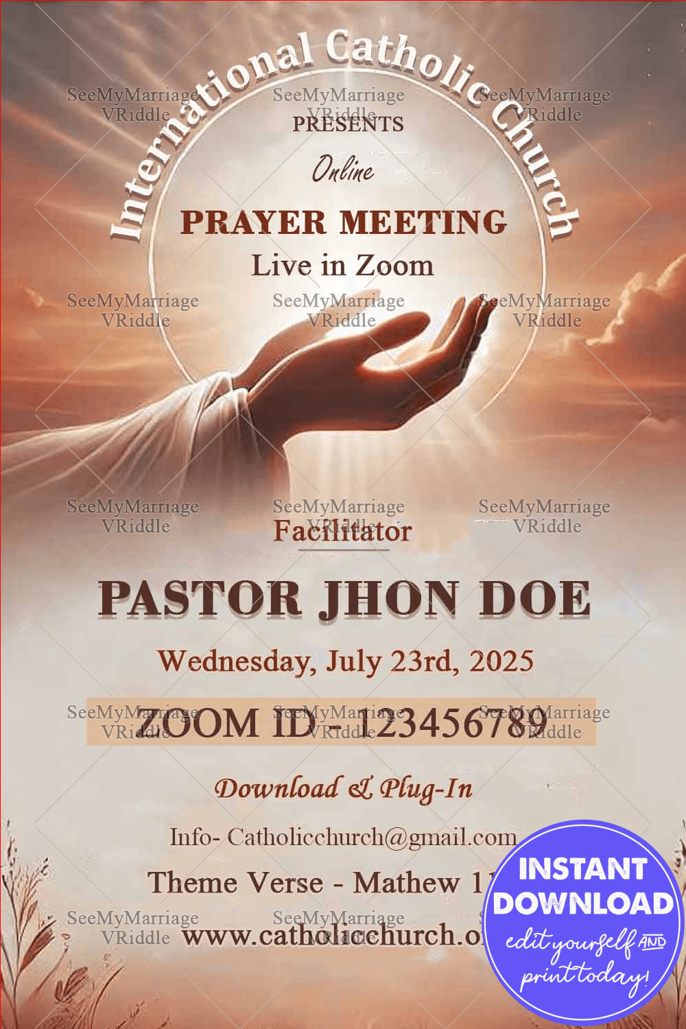 Online Prayer Meeting Invitation Card with Sunlit Scene Theme ...